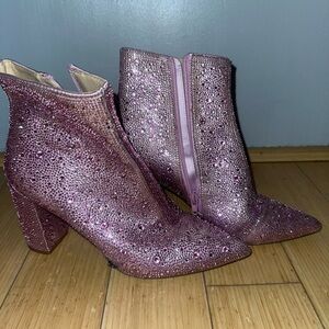 Rhinestone Pink Ankle Boots